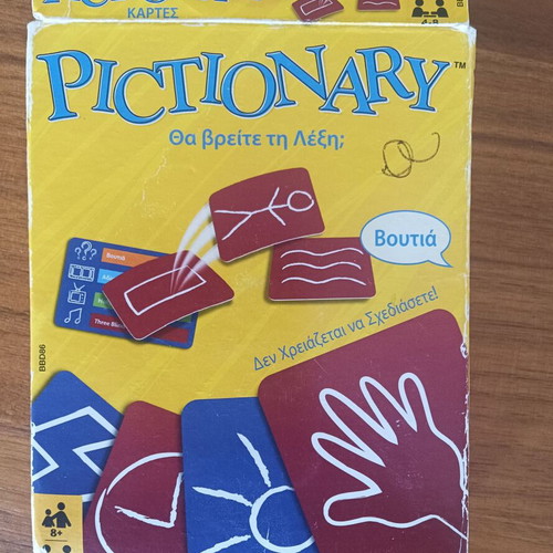 Pictionary Cards board game used, Greek edition by Mattel Games