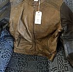  Pepe Jeans TWO-TONE LEATHER JACKET 'VINCENT'