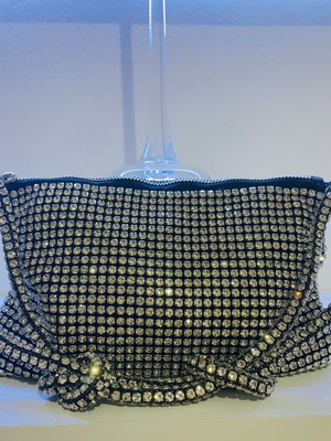 Evening bag new silver with shine and zipper