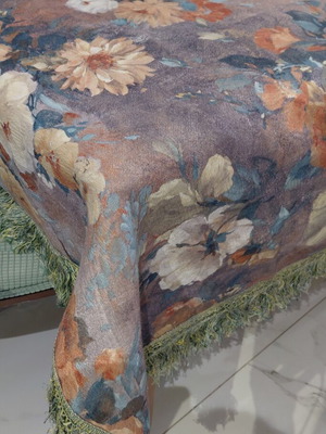 Vintage decorative floral fabric with fringes