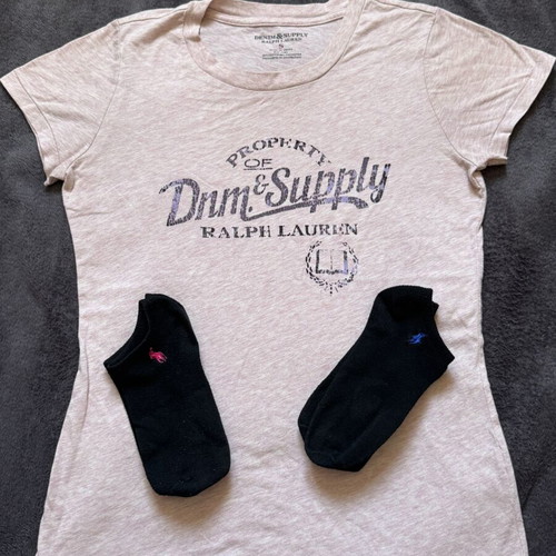 Ralph Lauren T-shirt used with two pairs of socks, pink, size S