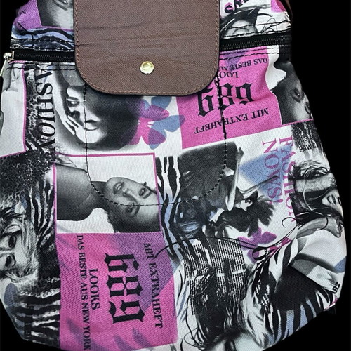 Backpack bag like new, multicolor denim fabric