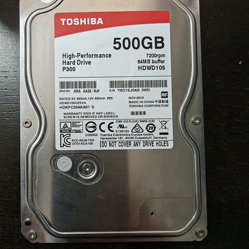 HDD 3.5 SATA 500GB Toshiba and Seagate used, for PC backup