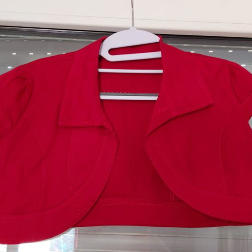 Red women's bolero jacket, summer style