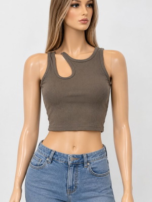SHEIN ριμπ crop tops σε μαύρο και καφέ σε μέγεθος XS, πακέτο 2