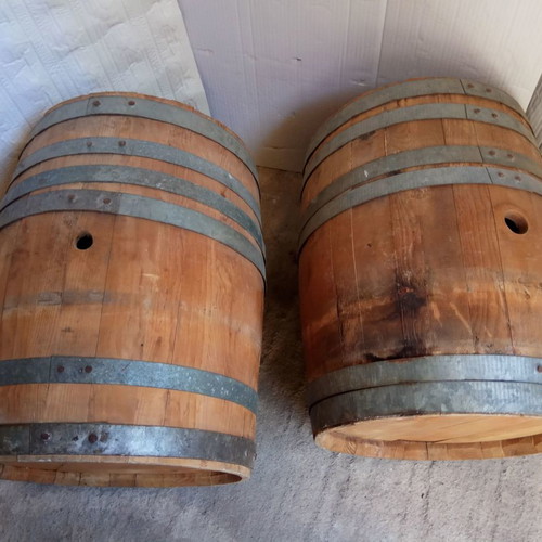 Wooden wine barrels used, 55 liters and 42 liters