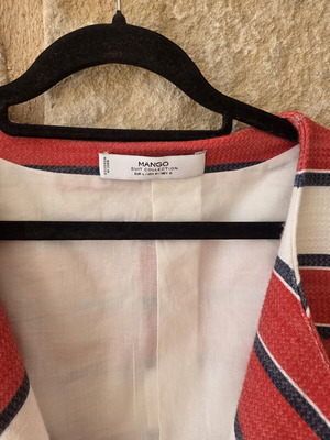 Mango Striped Cropped Jacket Blazer like new, red and blue