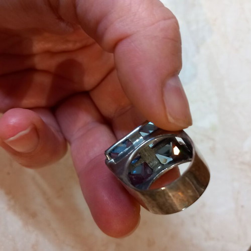 Silver 925 women's ring new with four genuine aquamarine stones