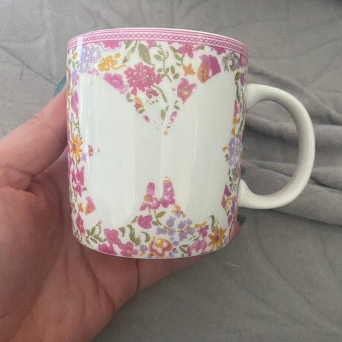 Zara Home mug used, porcelain with butterfly and floral design