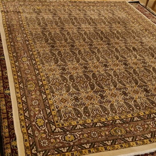 Wool rug authentic used with small patch and missing fringes 3x2.15