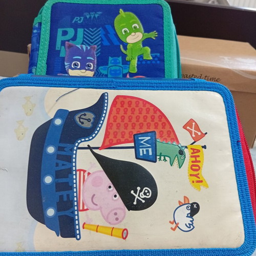 School pencil cases used, pack of 2 with PJ Masks and Peppa Pig George