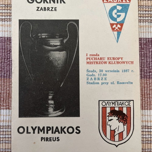 Gornik Olympiakos 1987 match program used