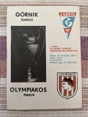 Gornik Olympiakos 1987 match program used