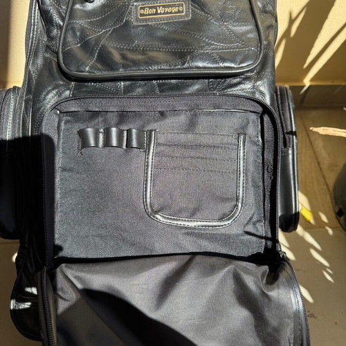Leather trolley backpack suitcase like new, black