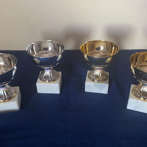Set of 4 New Award Cups Made in Italy with Marble Base