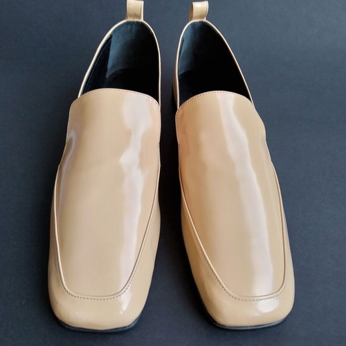 By Far Nick moccasins semi-patent leather beige with detachable gold ankle chain size 39