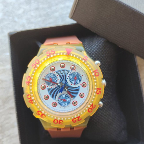 Swatch chrono wristwatch, colorful, new strap and battery