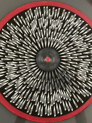 Red Eye signed geometric art on canvas by Andrew Macleod