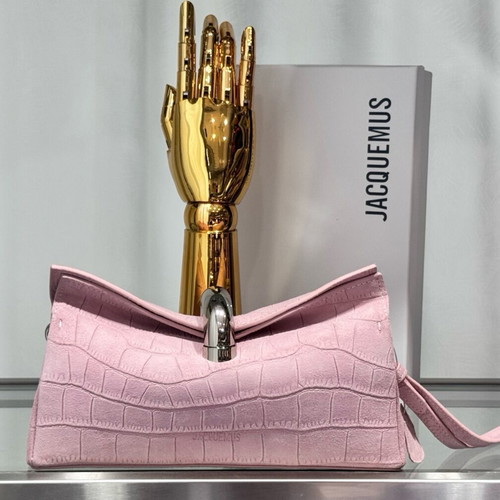 Jacquemus The Valerie clutch bag, pink and gold leather