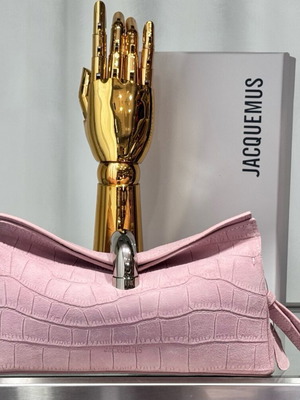 Jacquemus The Valerie clutch bag, pink and gold leather