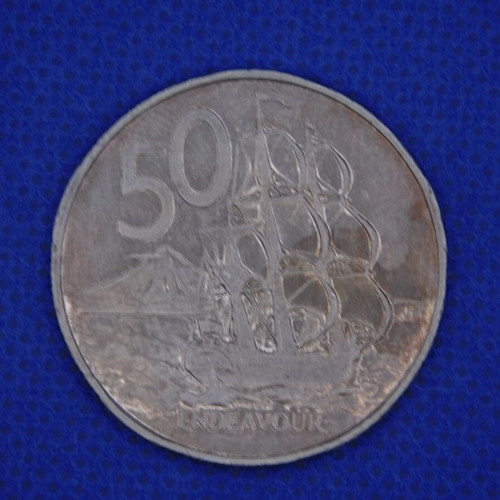 New Zealand 50 Cents 1987 Coin with Endeavour Ship