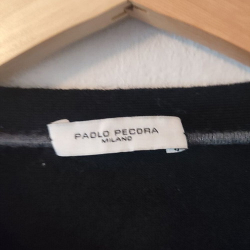 Paolo Pecora Men's Sweater 100% Fine Wool Size S New Black Gray
