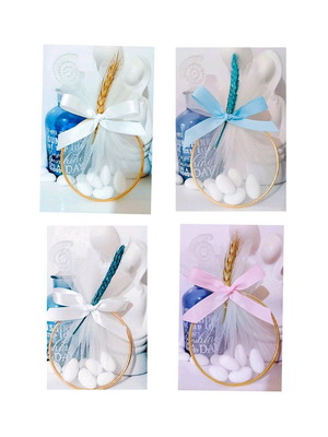 Handmade bombonieres with gold circle and dried flowers made to order