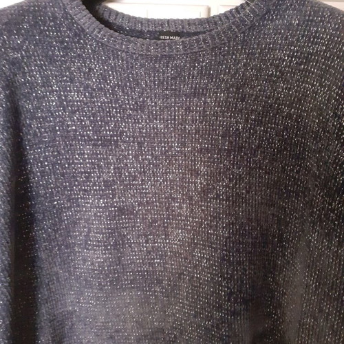 Grey silver pullover like new with silver thread