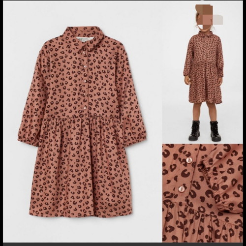 H&M Leopard Shirt Dress like new, cotton, sizes 128-140 cm