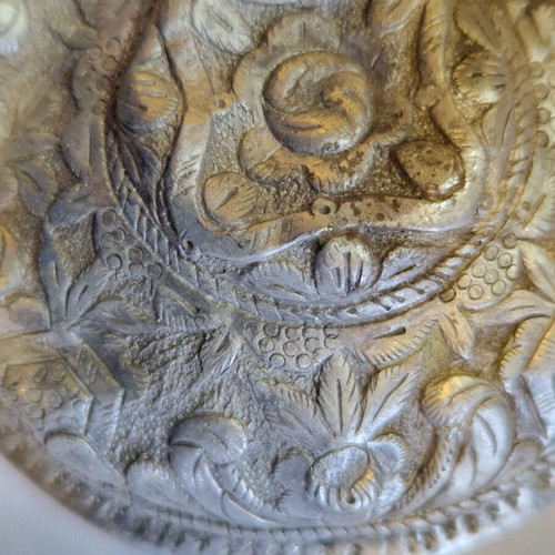 Vintage half belt buckle hand carved high grade silver used