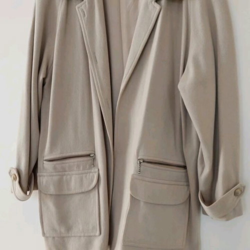 Warm cardigan used, size 2XL, beige with lining and pockets