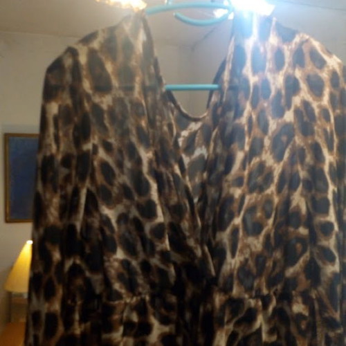 Leopard Print Maxi Dress like new, flowy with long sleeves
