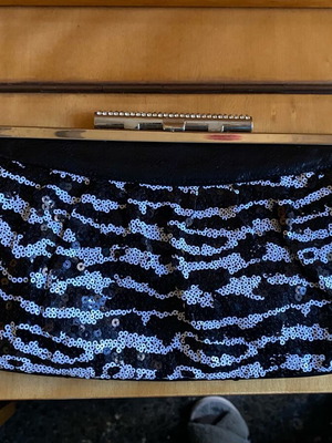 Evening bag new black and white with sequins