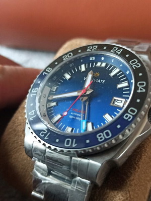 Vesuviate GMT Volare Blue men's watch new, automatic, 200m water resistant