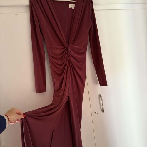 Nash maxi dress burgundy small like new with deep neckline and slit
