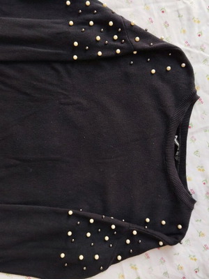 Stradivarius pullover with pearls black, like new, size S