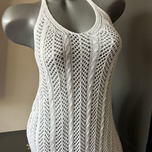 Knitted beach dress size S, white
