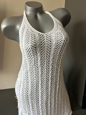 Knitted beach dress size S, white