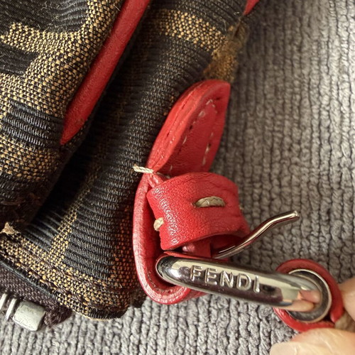 Fendi Zucca Two-Part Vintage Crossbody Bag, brown and red