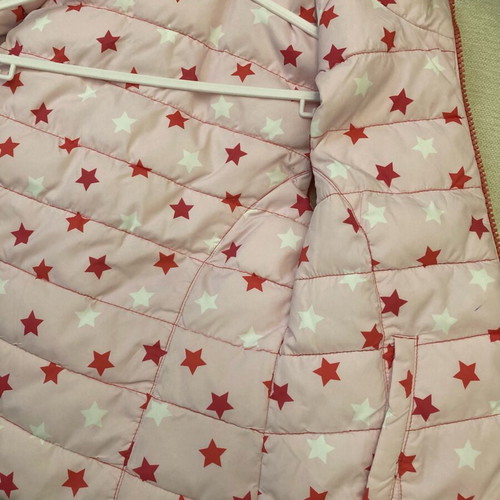 Benetton girls' sleeveless jacket like new, pink multicolor, size 110 cm