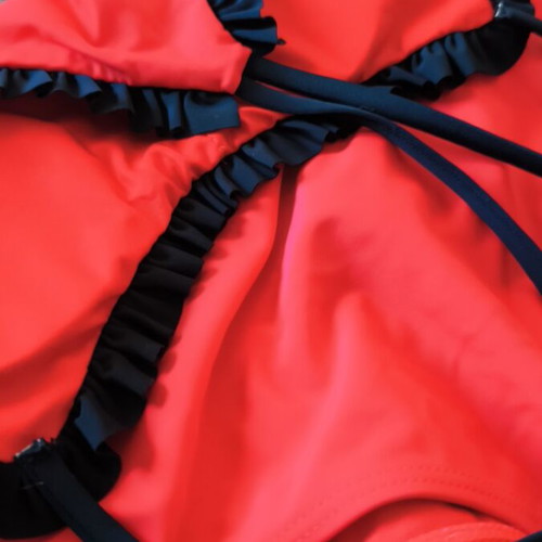 One-piece swimsuit cutout red with black like new, size M