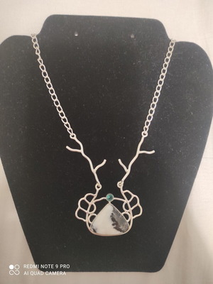Handmade necklace with turquoise Buffalo and apatite stones, new
