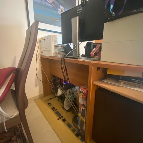 Corner desk used, separable into 2 with computer shelf