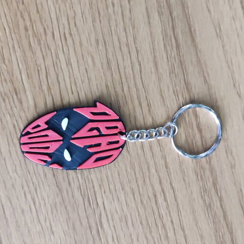 Deadpool keychain new, red, 3d printed