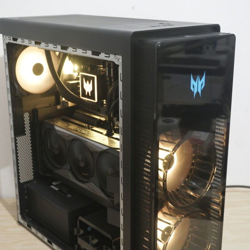 Acer Predator PC case used with 3 RGB fans and PCIE riser
