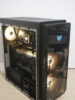 Acer Predator PC case used with 3 RGB fans and PCIE riser