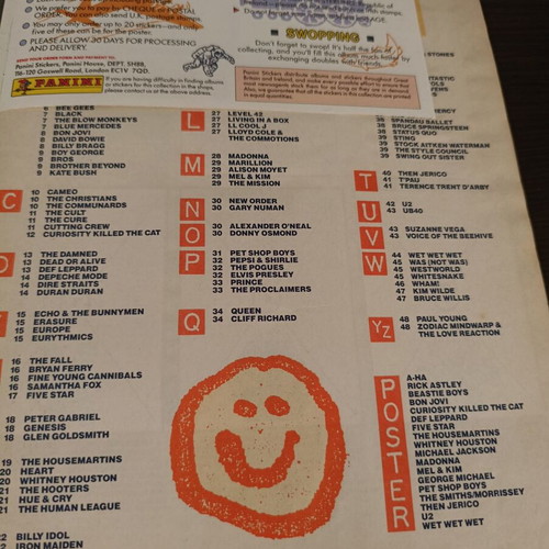 Panini album Smash Hits 1988 used, complete with poster