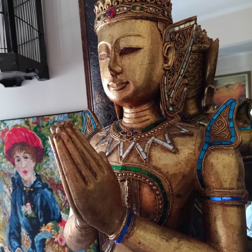 Thep Panom Thai Wooden Angel Statue like new, gold leaf