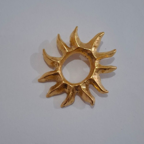 Vintage Lancome Paris Gilt Sun Burst brooch used, gilt color
