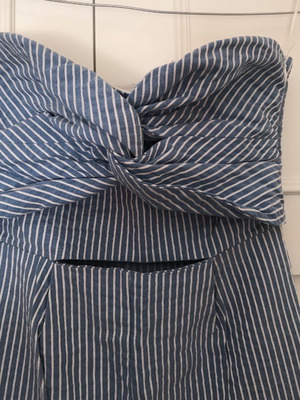 Striped strapless cut out one-piece used, XS, blue